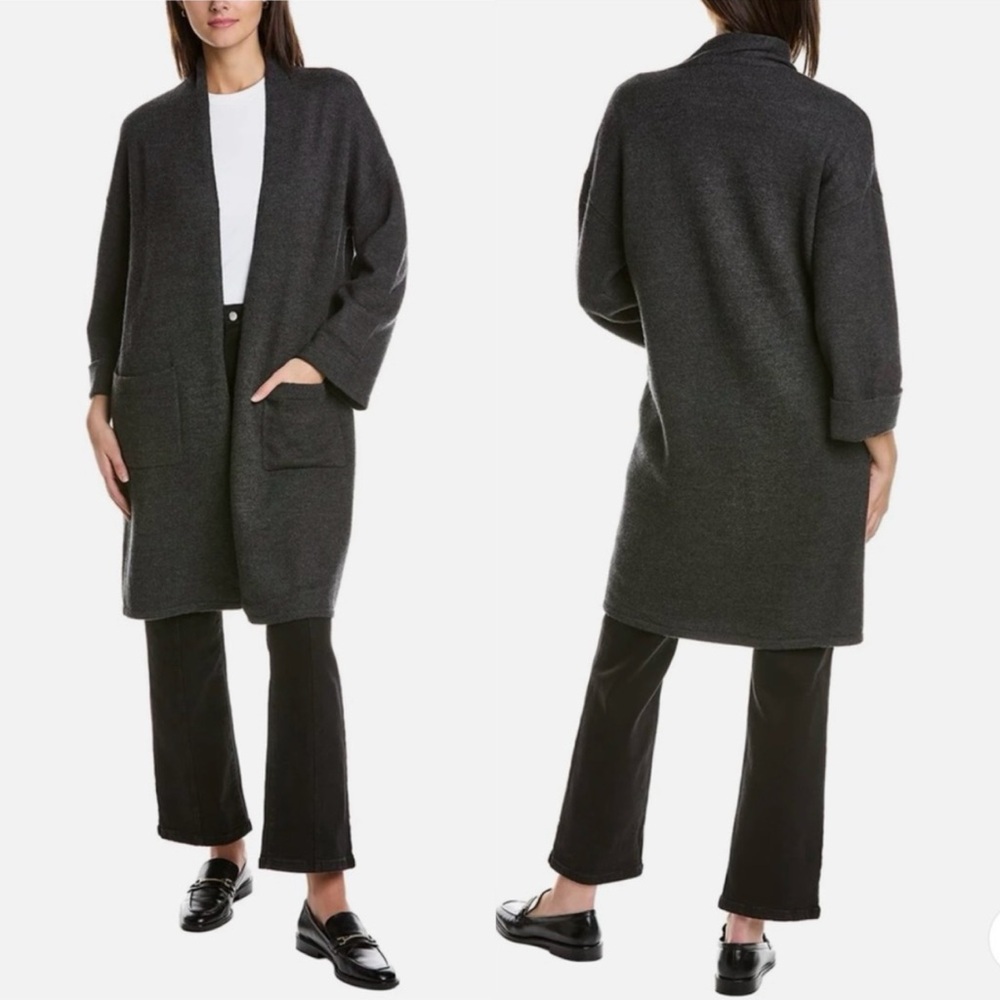 J.McLaughlin Marjorie Charcoal Gray Boiled‎ Wool Cardigan